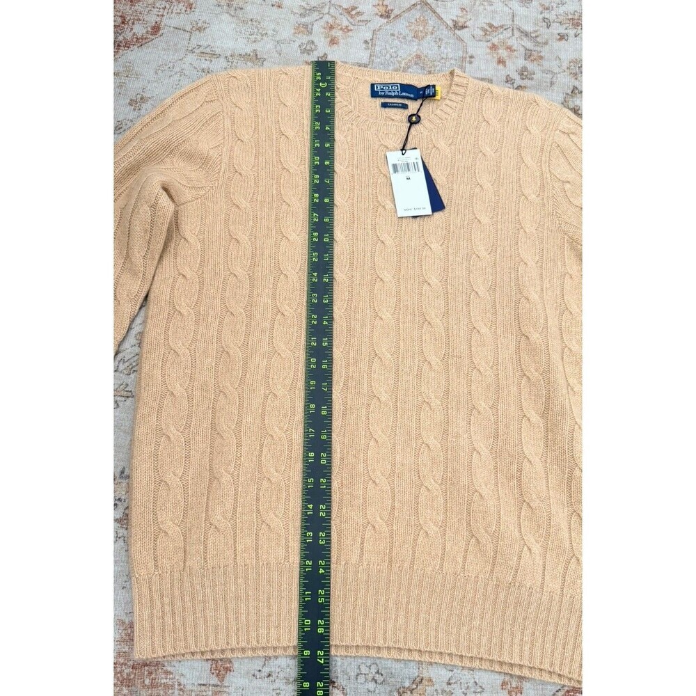 Polo Ralph Lauren Men’s The Iconic Cable Knit Cashmere Sweater Brown Size M NWT - Picture 9 of 11
